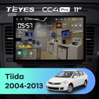 Штатная магнитола Teyes CC4 Pro 8/128 Nissan Tiida C11 (2004-2013) F1 (11")