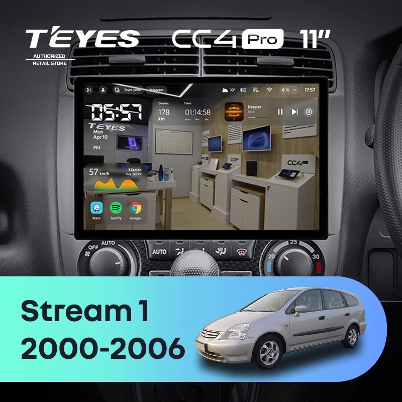 Штатная магнитола Teyes CC4 Pro 8/128 Honda Stream 1 (2000-2006) F1 (11")