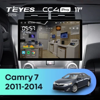 Штатная магнитола Teyes CC4 Pro 8/128 Toyota Camry 7 XV 50 55 (2011-2014) (черно-серая) F1 (11")