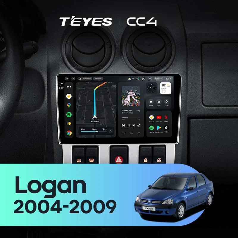 Штатная магнитола Teyes CC4 8/128 Renault Logan 1 (2004-2009)