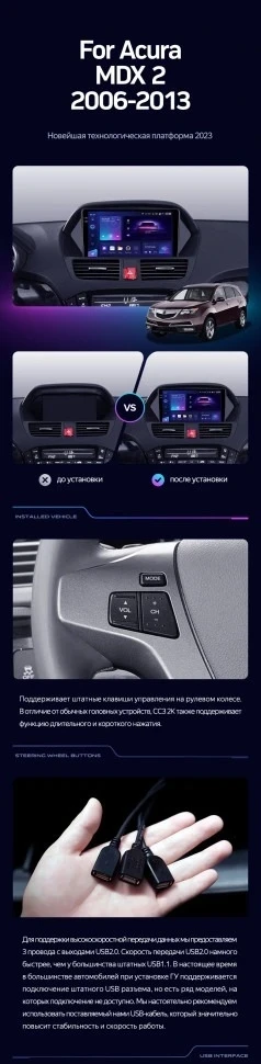 Штатная магнитола Teyes CC3 4/32 Acura MDX YD2 (2006-2013)
