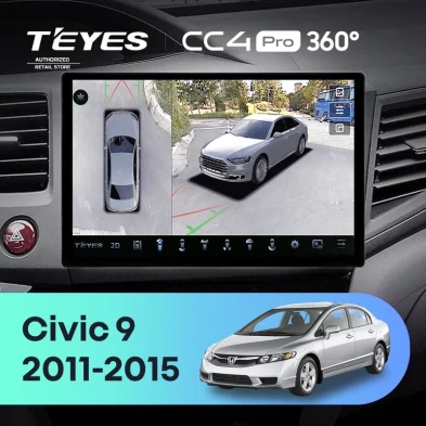 Штатная магнитола Teyes CC4 Pro 360 8/128 Honda Civic 9 FB FK FD (2011-2015) (13")