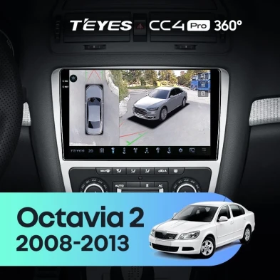 Штатная магнитола Teyes CC4 Pro 360 8/128 Skoda Octavia 2 A5 (2008-2013) Серая