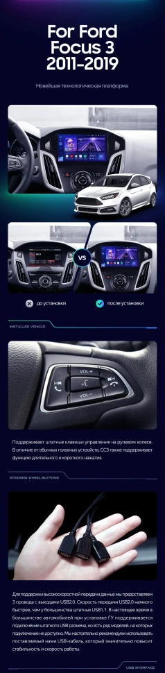 Штатная магнитола Teyes CC3L 4/32 Ford Focus 3 (2011-2019)