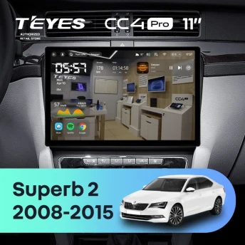 Штатная магнитола Teyes CC4 Pro 12/256 Skoda Superb 2 B6 (2008-2015) (11") (10 inch Universal)