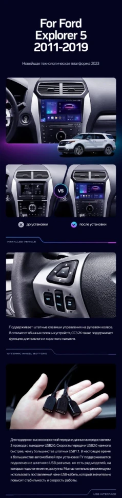 Штатная магнитола Teyes CC3 2K 6/128 Ford Explorer 5 (2011-2019) Тип-A