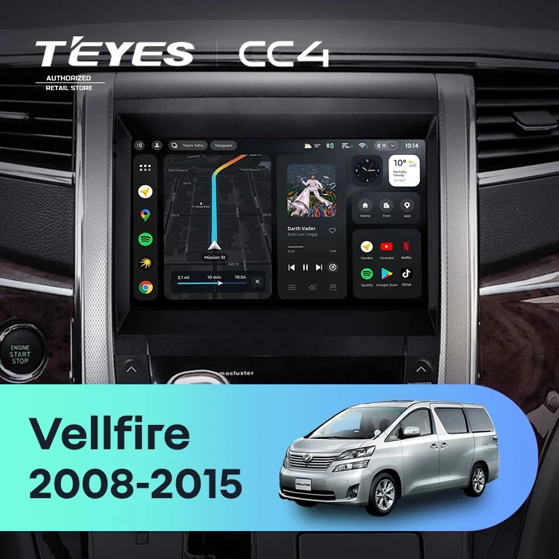 Штатная магнитола Teyes CC4 8/128 Toyota Vellfire (2008-2015)