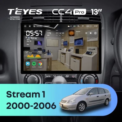 Штатная магнитола Teyes CC4 Pro 8/128 Honda Stream 1 (2000-2006) F1 (13")