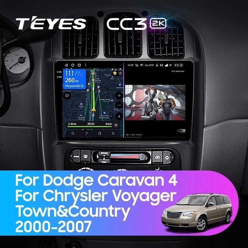 Штатная магнитола Teyes CC3 2K 4/64 Dodge Caravan 4 (2000-2007) Тип-B