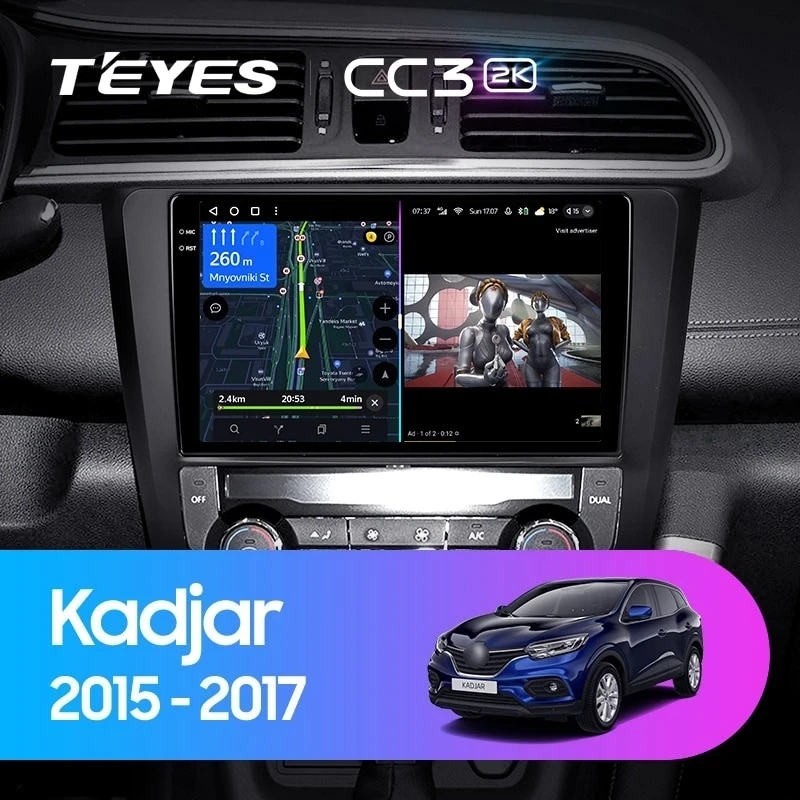 Штатная магнитола Teyes CC3 2K 4/64 Renault Kadjar (2015-2017)