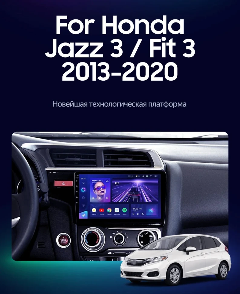 Штатная магнитола Teyes CC3 2K 4/32 Honda Fit 3 (2013-2020) Тип-A